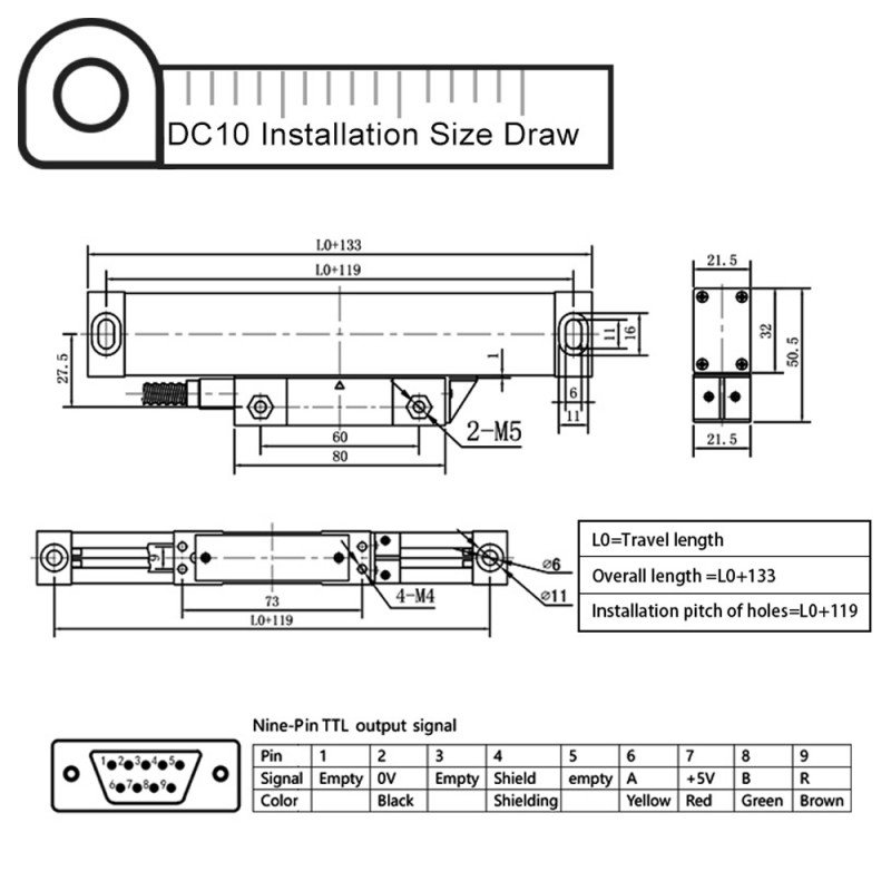 3 Axis DRO Digital Readout High Accuracy Linear Scale Encoder 5um Mill Machine