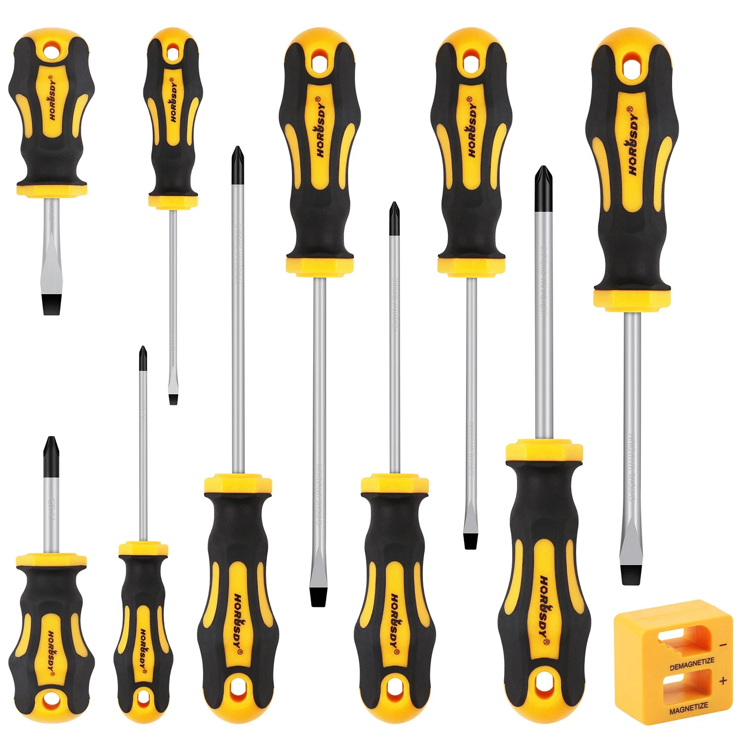11 Pieces Magnetic Screwdriver Set 5 Phillips 5 Flat Head Tips Magnetizer Tool