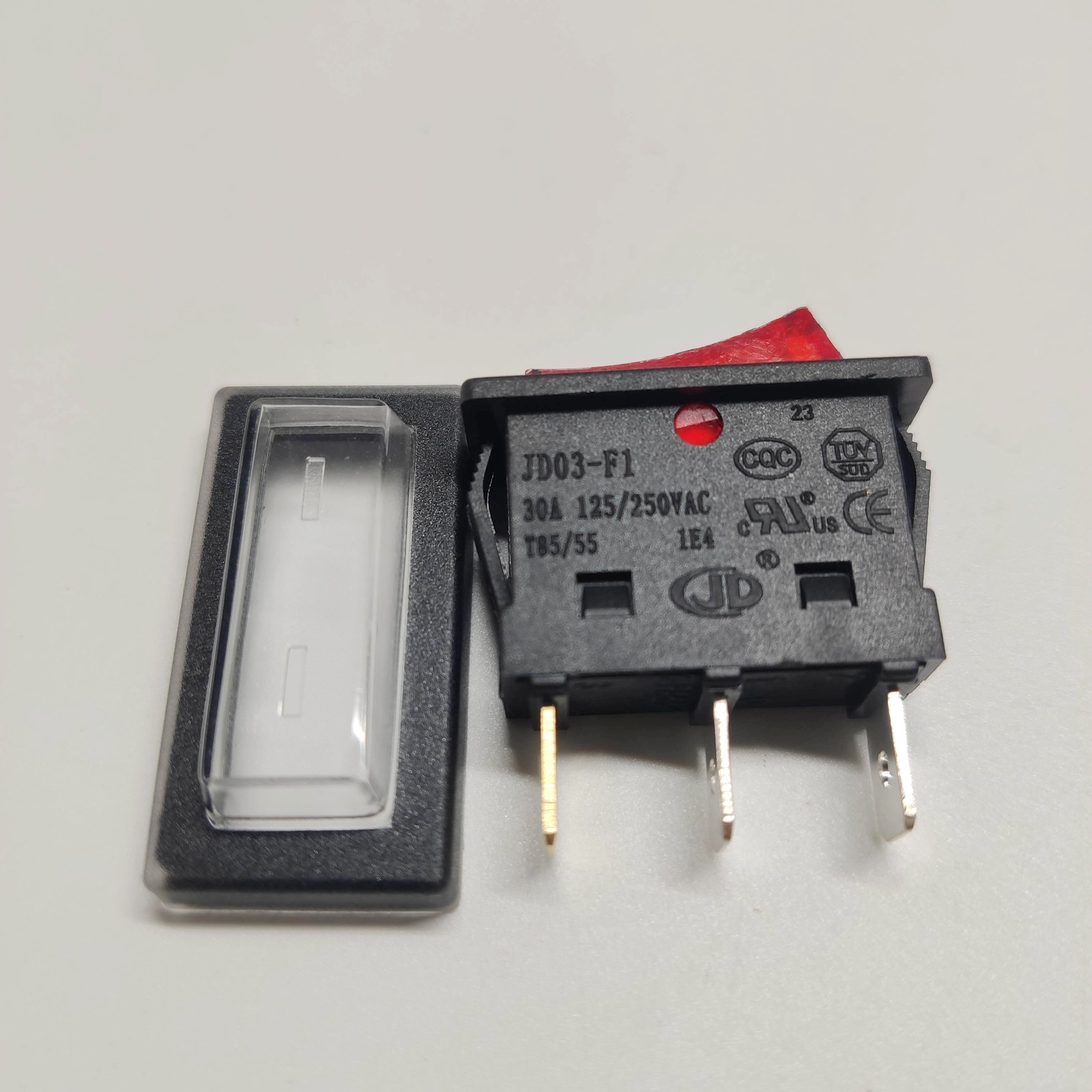 1X Red Lamp Switch Maintained 30A 125/250VAC T85/55  JD03-F1 3 Pins 2 Positions
