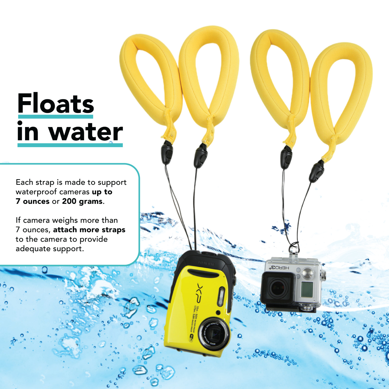 Yellow Waterproof Camera Float Strap for Underwater Camera & Case