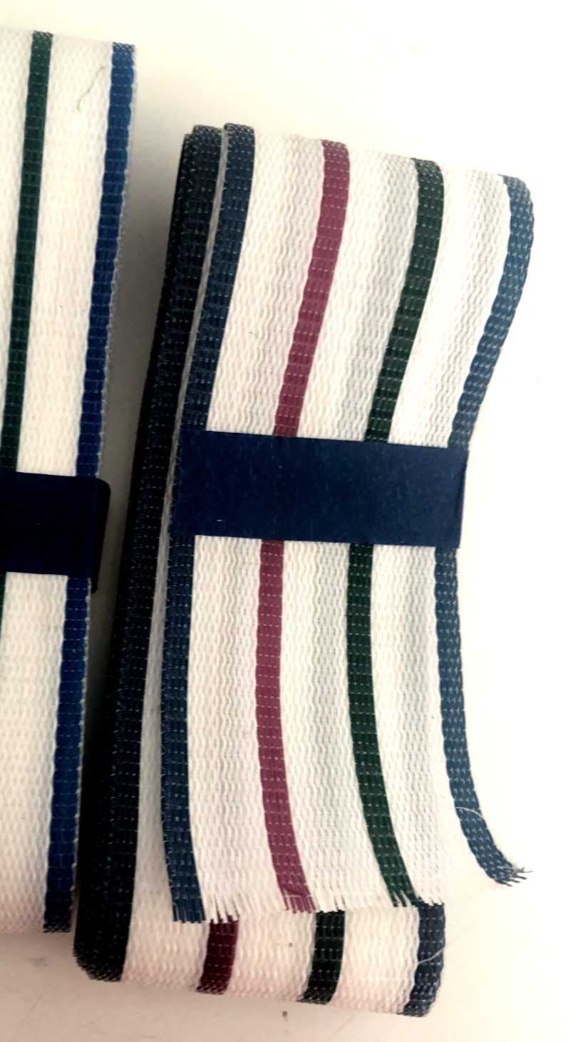 Vtg 8.5 Ft 102" Aluminum Folding Chair RE-WEB KIT Blue Red Green Striped 3" W