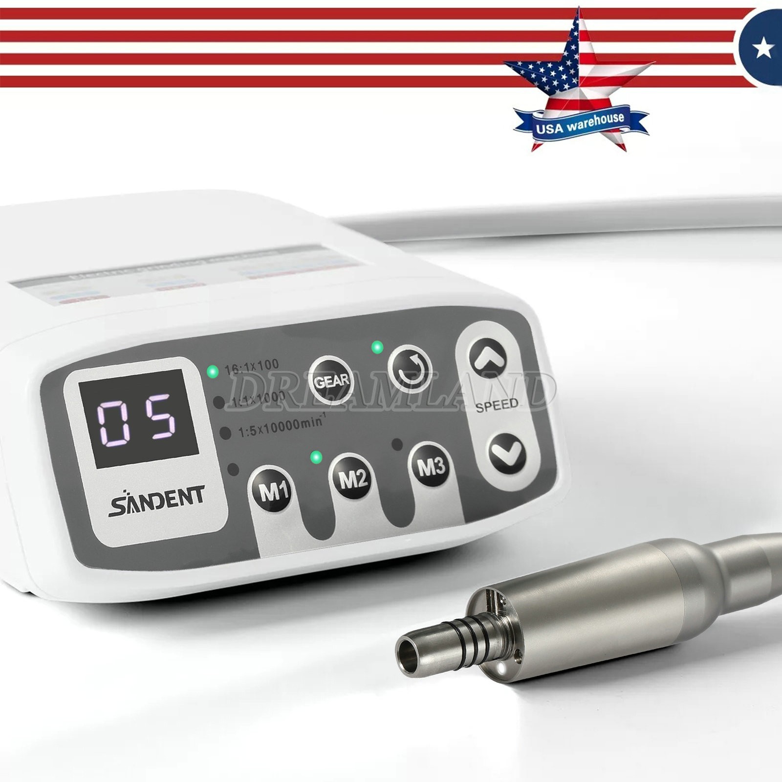 Dental LED Brushless Electric Micro Motor /1:1/1:5 Contra Angle Handpiece USA