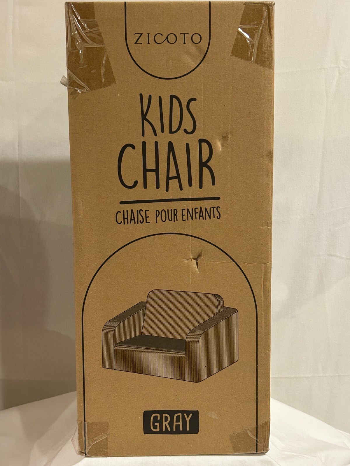 ZICOTO Comfy Gray Kids Chair For Toddlers 2-1 Lounger w/Memory Foam New In Box