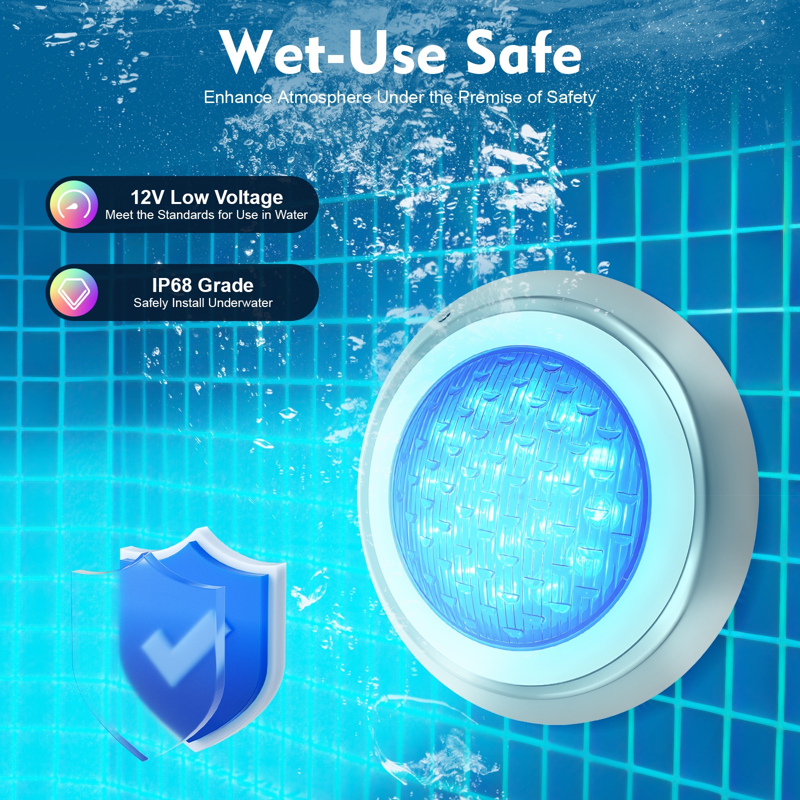54W RGB LED Swimming Pool Light Underwater SPA Waterproof Lamp W/ Remote Control