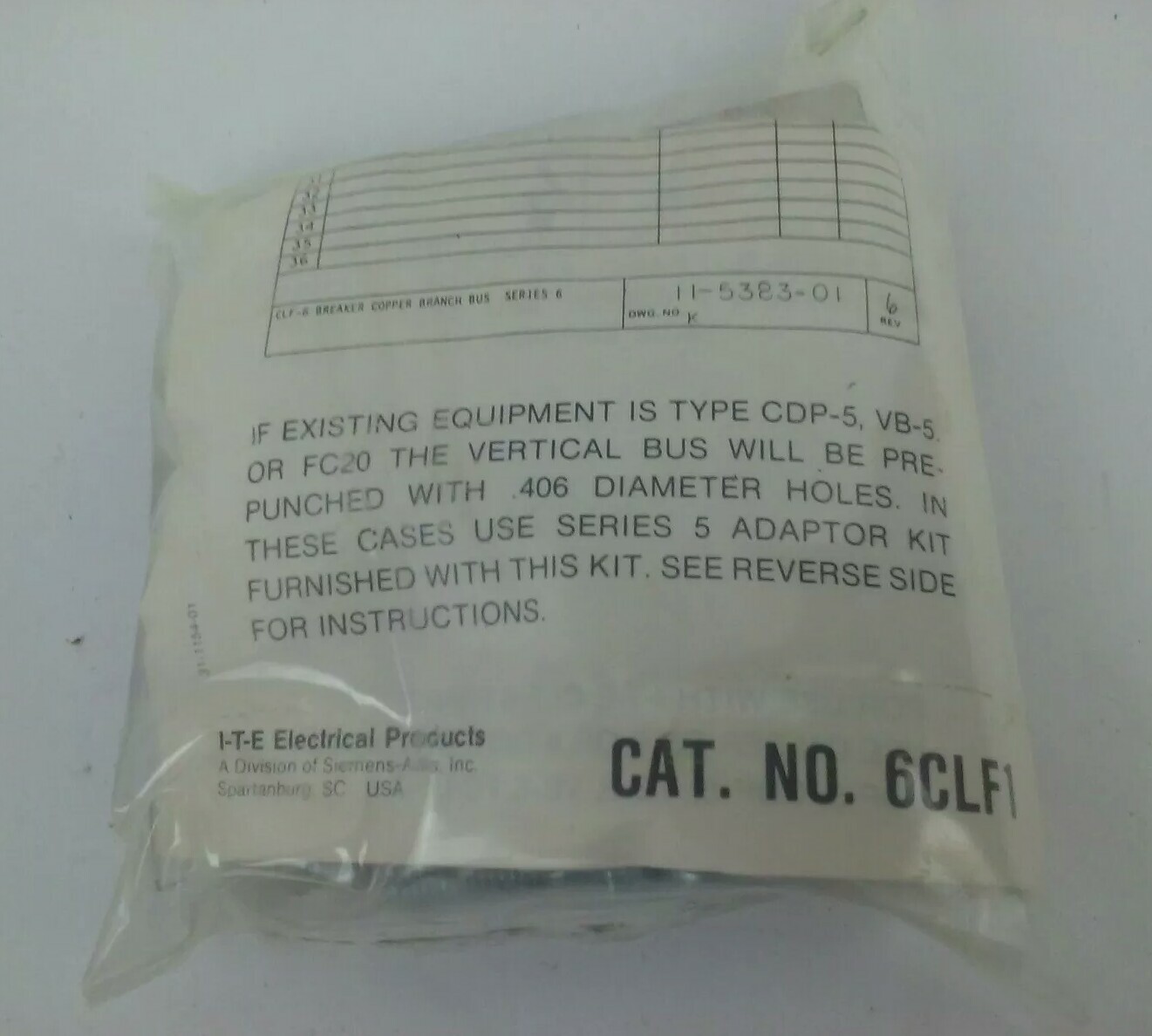 ITE SIEMENS 6CLF1 CIRCUIT BREAKER CONNECTING STRAP MOUNTING HARDWARE