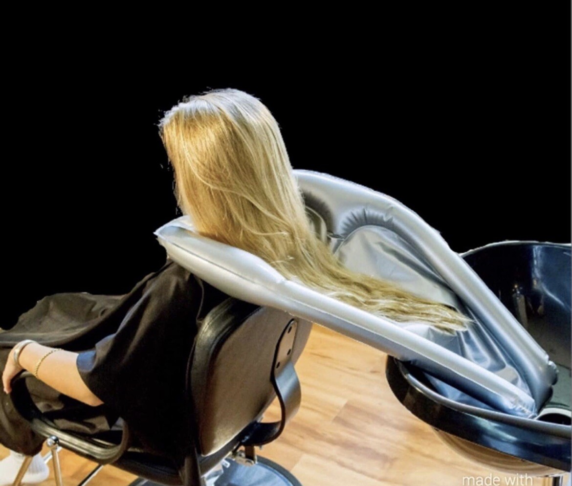 Inflatable Hair Washing Funnel Cape Shampoo Hair In Any Chair Basin  Silver New