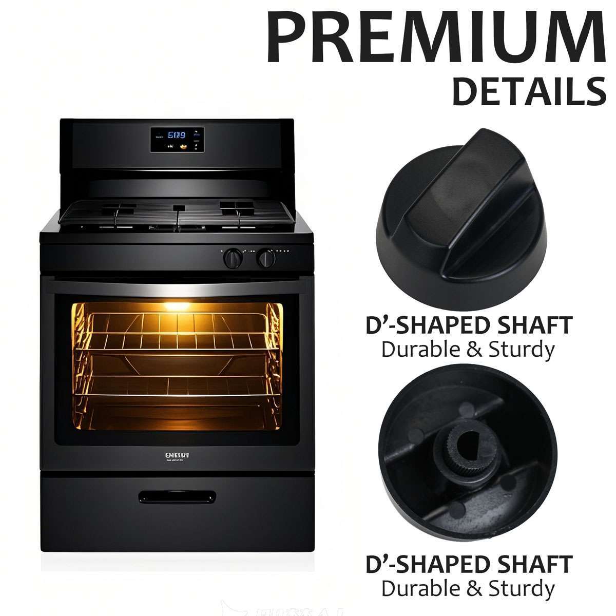 4Pack Stove Top Control Knobs Set Cooktop Top Burner Control Knob Replacement