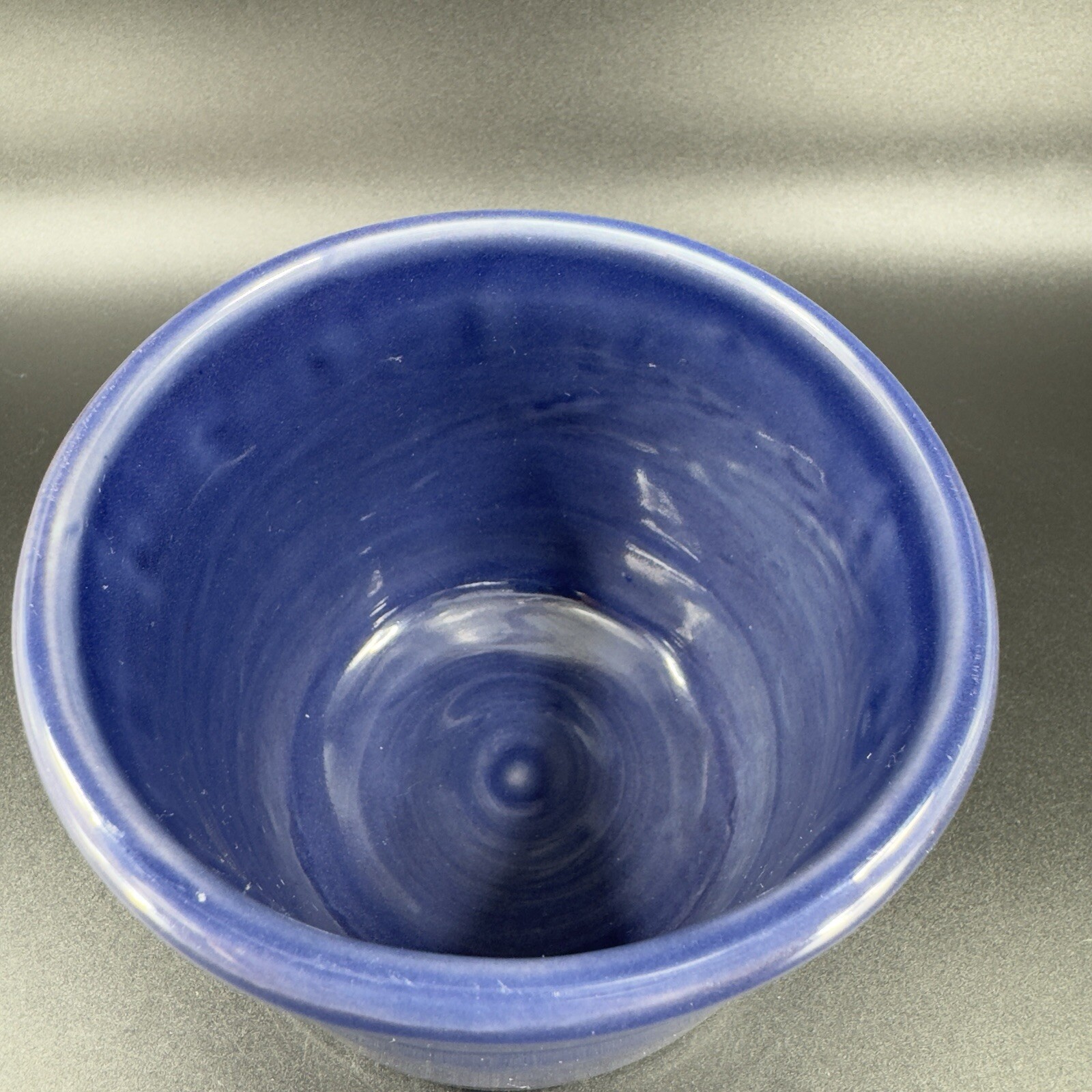 Hand Made Studio Art Pottery Dish Bowl Flower Pot Blue White Ombré Glaze Signed