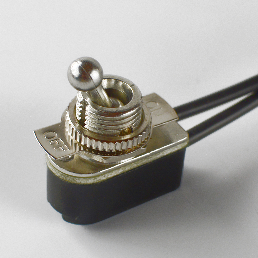 Toggle Switch on/off - Nickel Plated - 6A/120V - Steampunk Switch 2-Wire