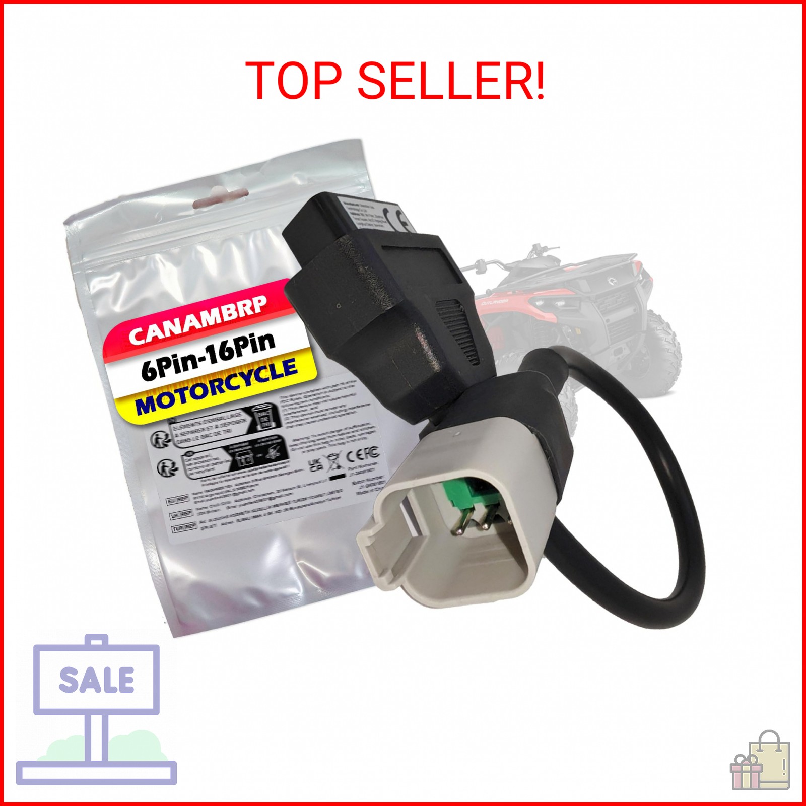 6 Pin to 16 Pin OBD2 Adapter Cable for BRP & CAN-AM, Motorcycle Diagnostic Tool