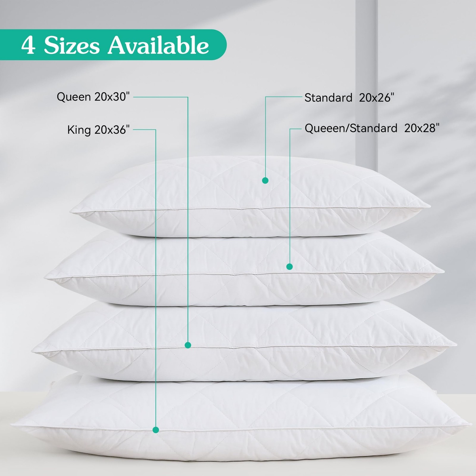 Three Geese White Goose Feather Cotton Pillow Standard 600 Thread Count Medium
