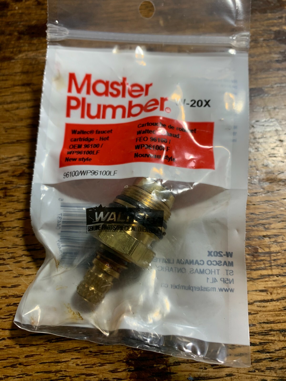 NEW GENUINE WALTEC WP96100LF MASTER PLUMBER HOT W-20X CARTRIDGE