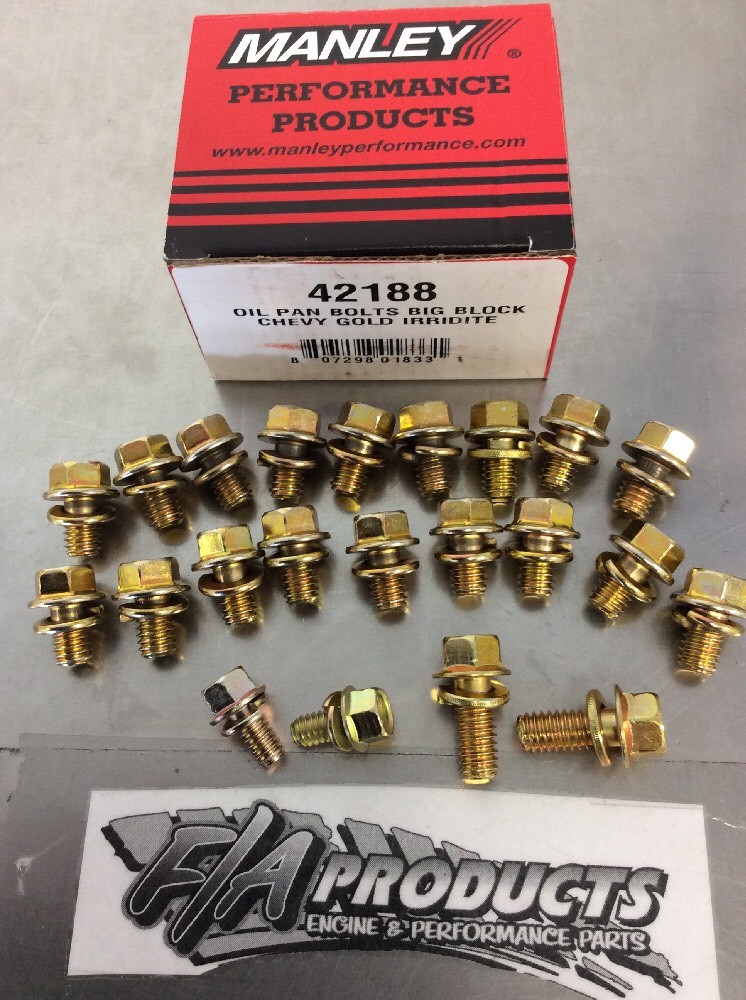 Manley 42188 Big Block Chevy Steel Oil Pan Bolt Kit Gold Irridite 22 Pieces