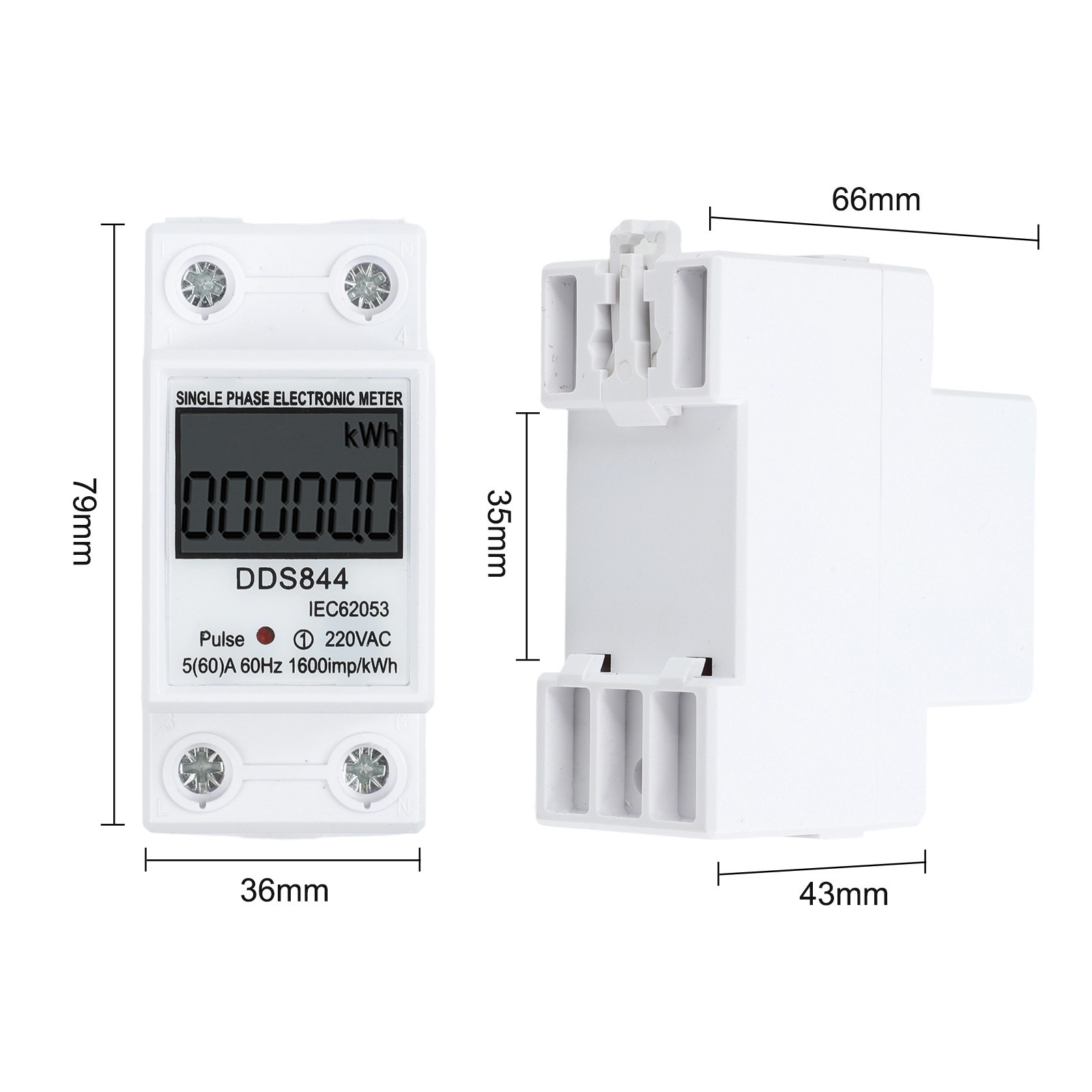 Functional Energy Meter Single-phase Plastic Easy To Install Efficient