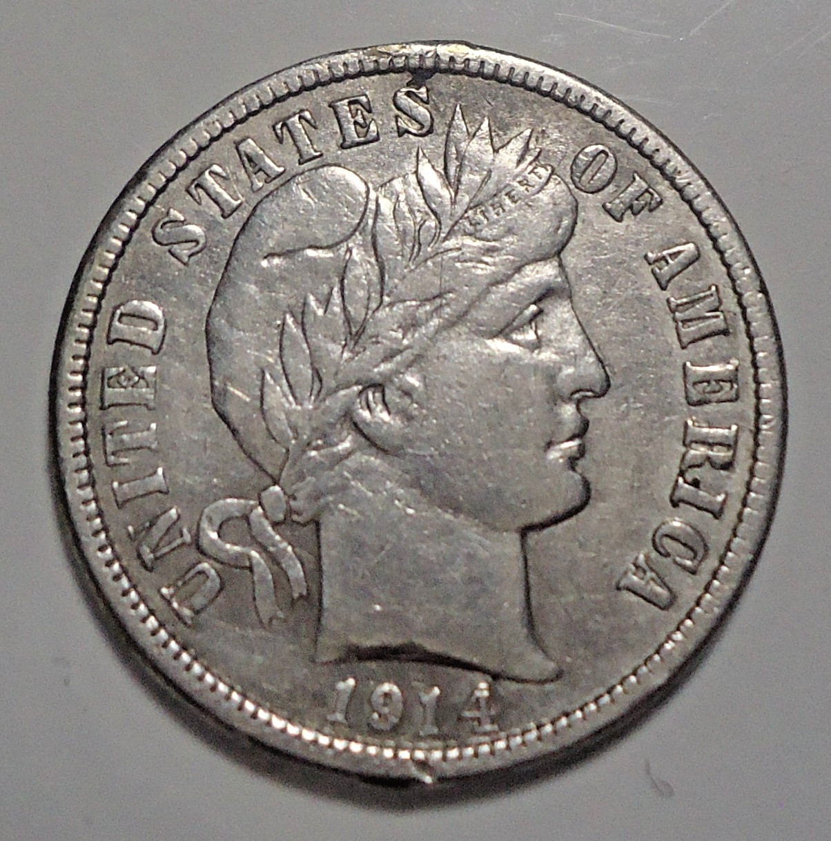 SHARP XF+ details 1914 Philadelphia Barber silver 10C dime FREE SHIPPING!