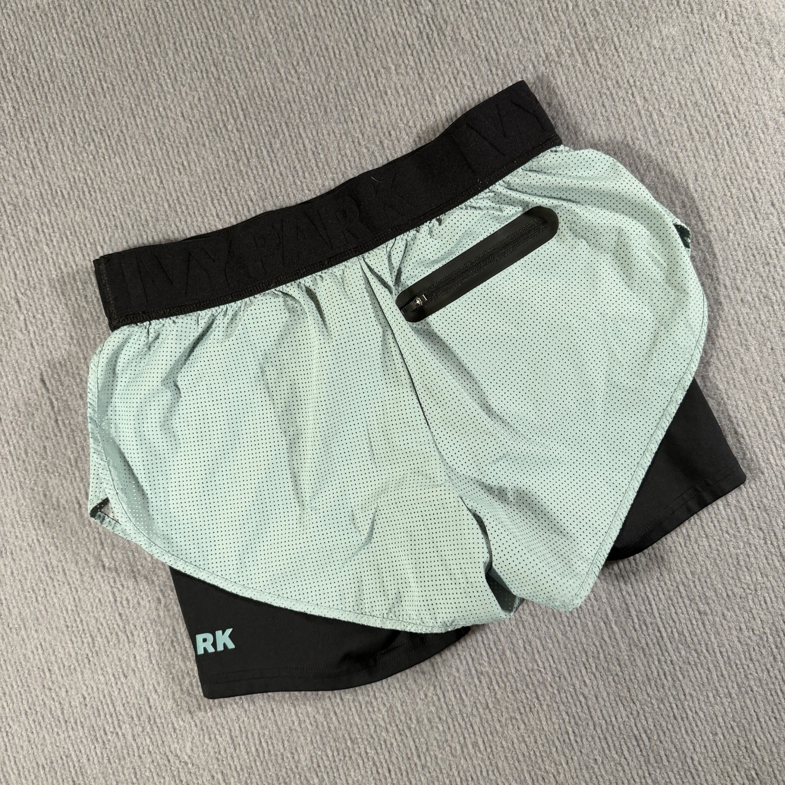 Ivy Park Layer Running Perforate Womens Compression Shorts Size XS Vented Teal