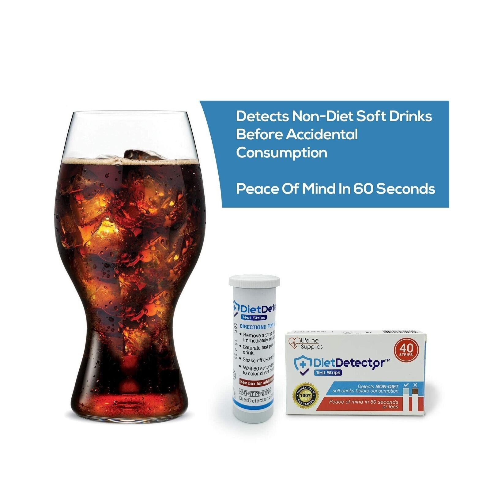 DietDetector Test Strips - Detects Non-Diet Soft Drinks - 40 Strips Per Box