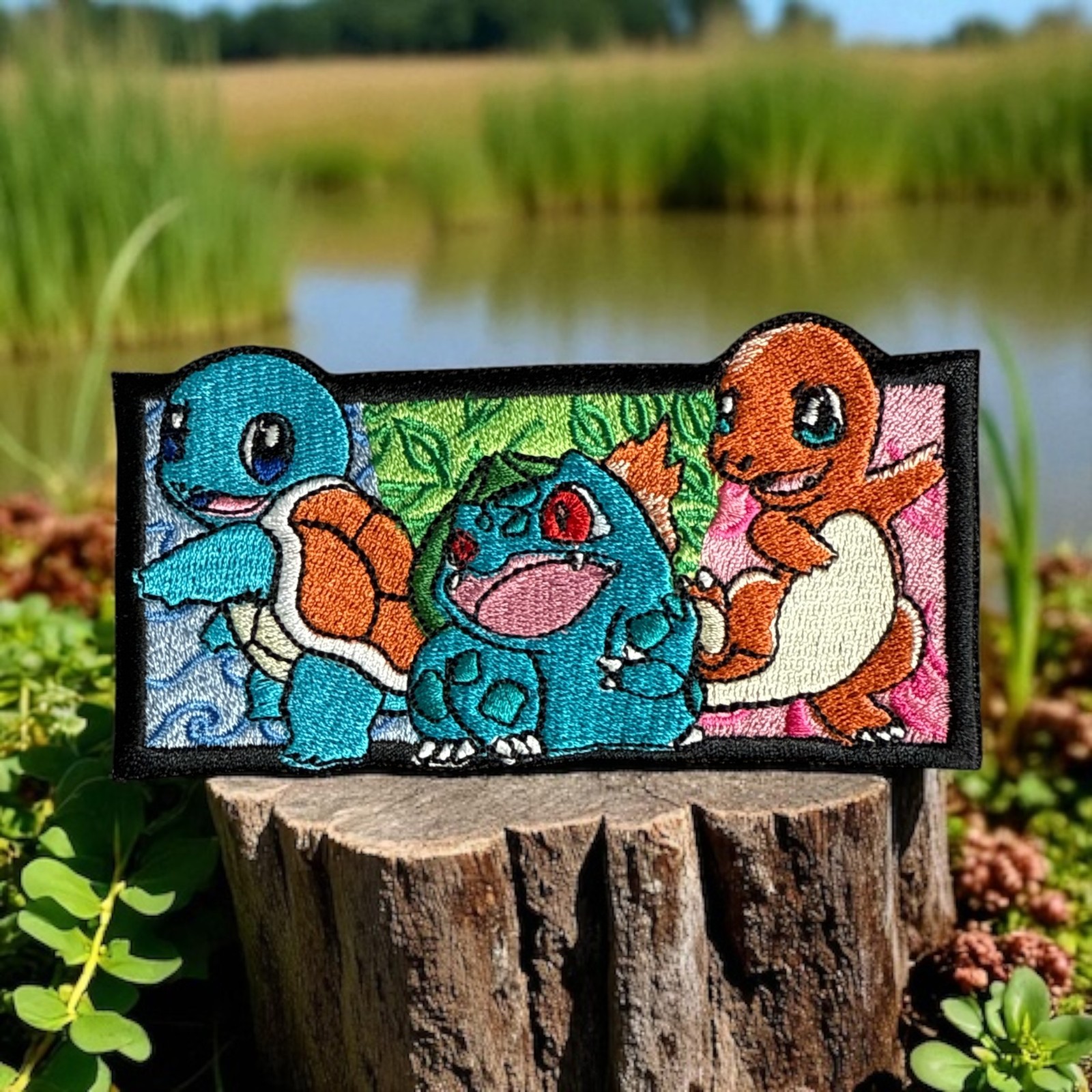 Squirtle-Bulbasaur-Charmander Embroidery Patch 2.45" X 4.76"