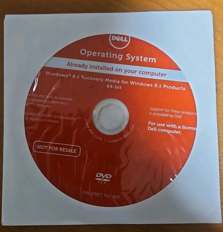 Dell Windows 8.1 64 Bit Recovery Media DVD Sealed Genuine RGH4G Operating System