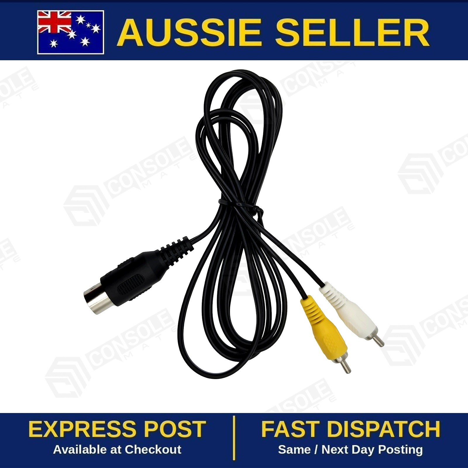 Sega Mega Drive 1 Master System 1 AV Composite RCA Video Cable 1.8m Brand New