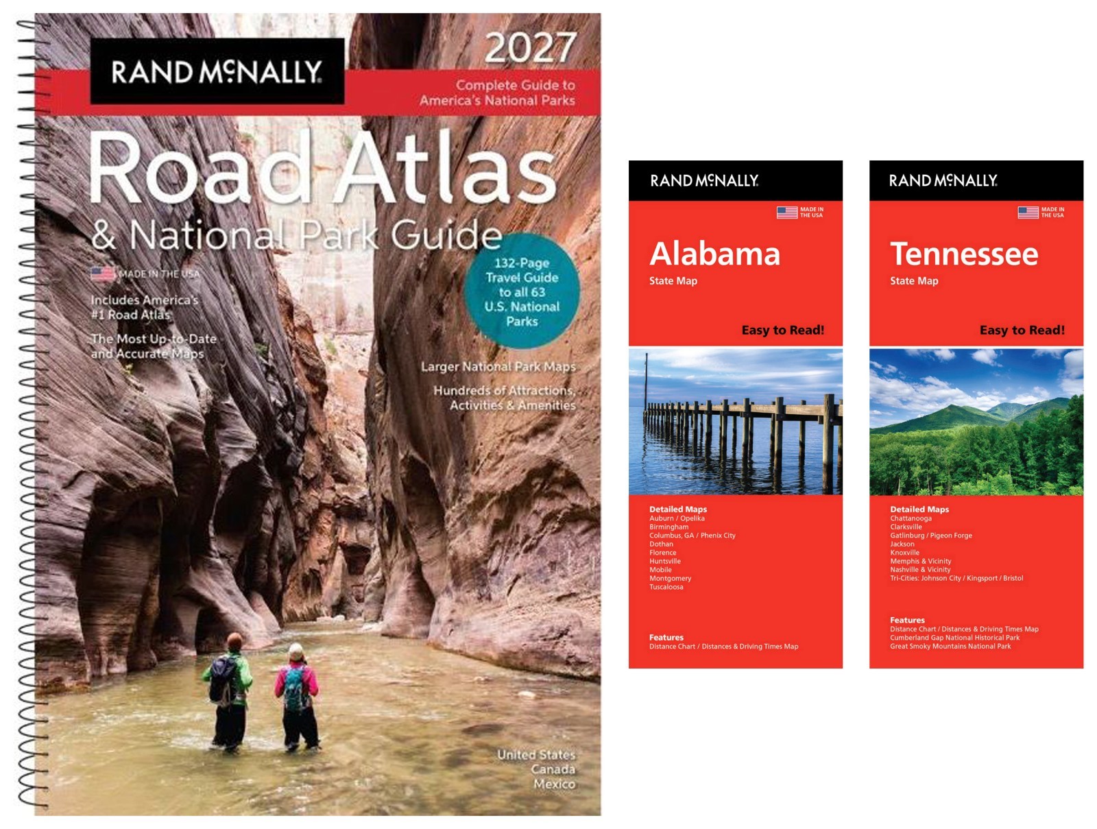 Rand McNally 2027 Road Atlas & National Park Guide + Easy-to-Read AL & TN Maps