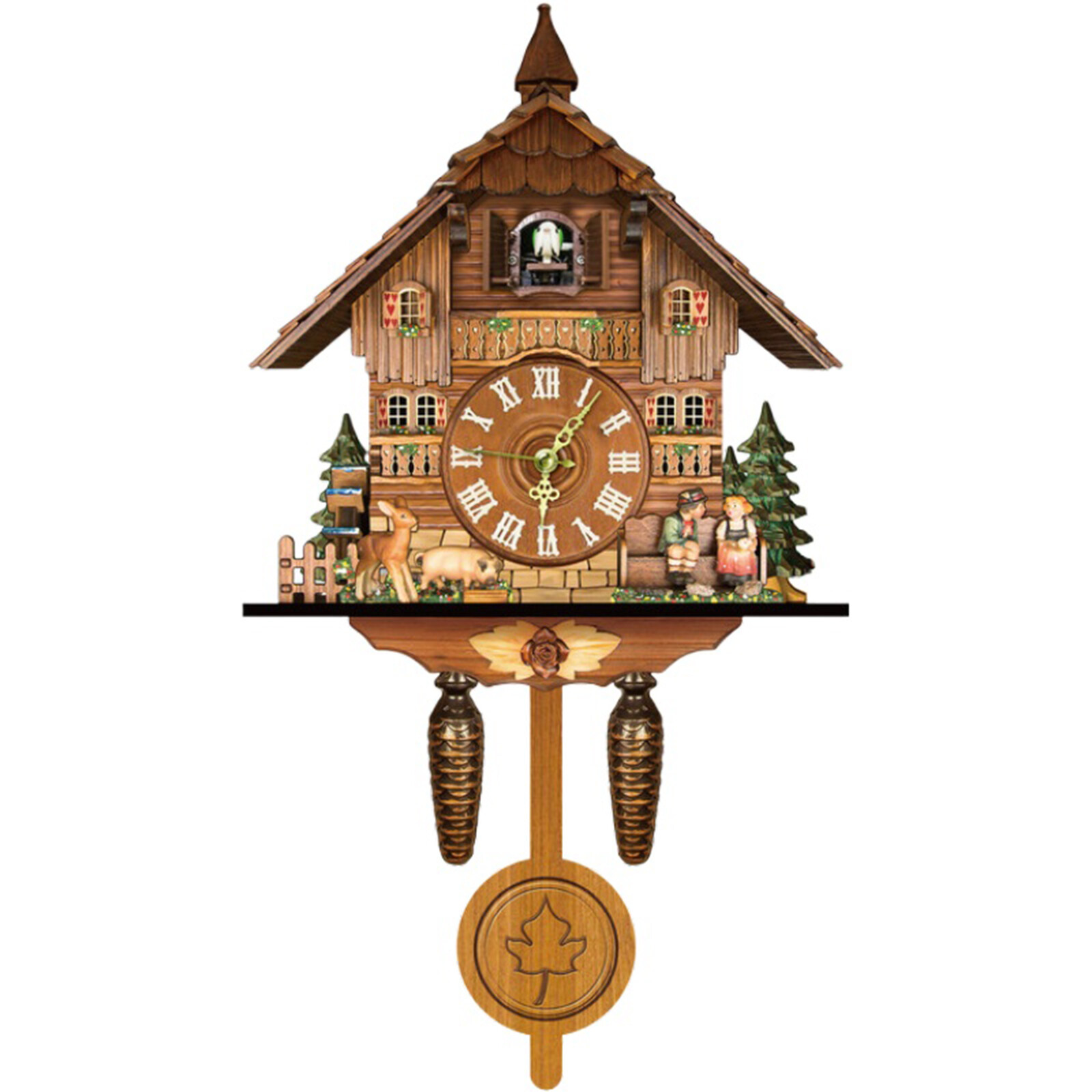 Vintage Cuckoo Wall Clock - Elegant Black Forest Design with Singing Feature NEW