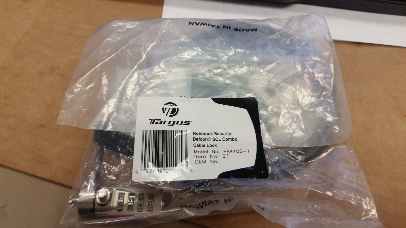 New Targus PA410S-1 DEFCON SCL Security Combination Cable Lock Computer Notebook