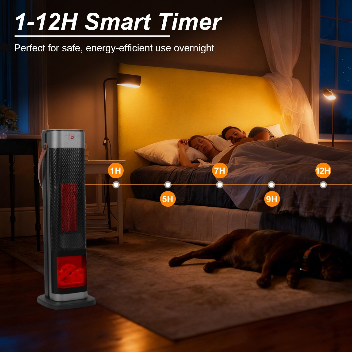 Space Heater 90°Oscillating 1500W Electric Ceramic Tower Heater w/Remote Control
