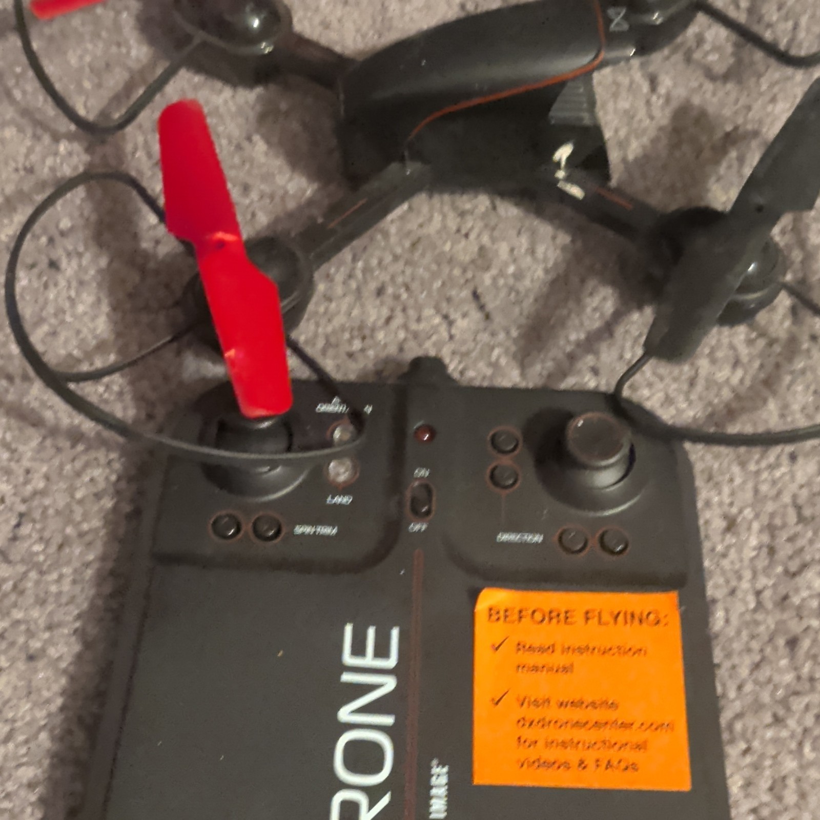 DRONE Toy Grade Quadcopter w/ Remote Controller, Auto Orientation, Black/Red