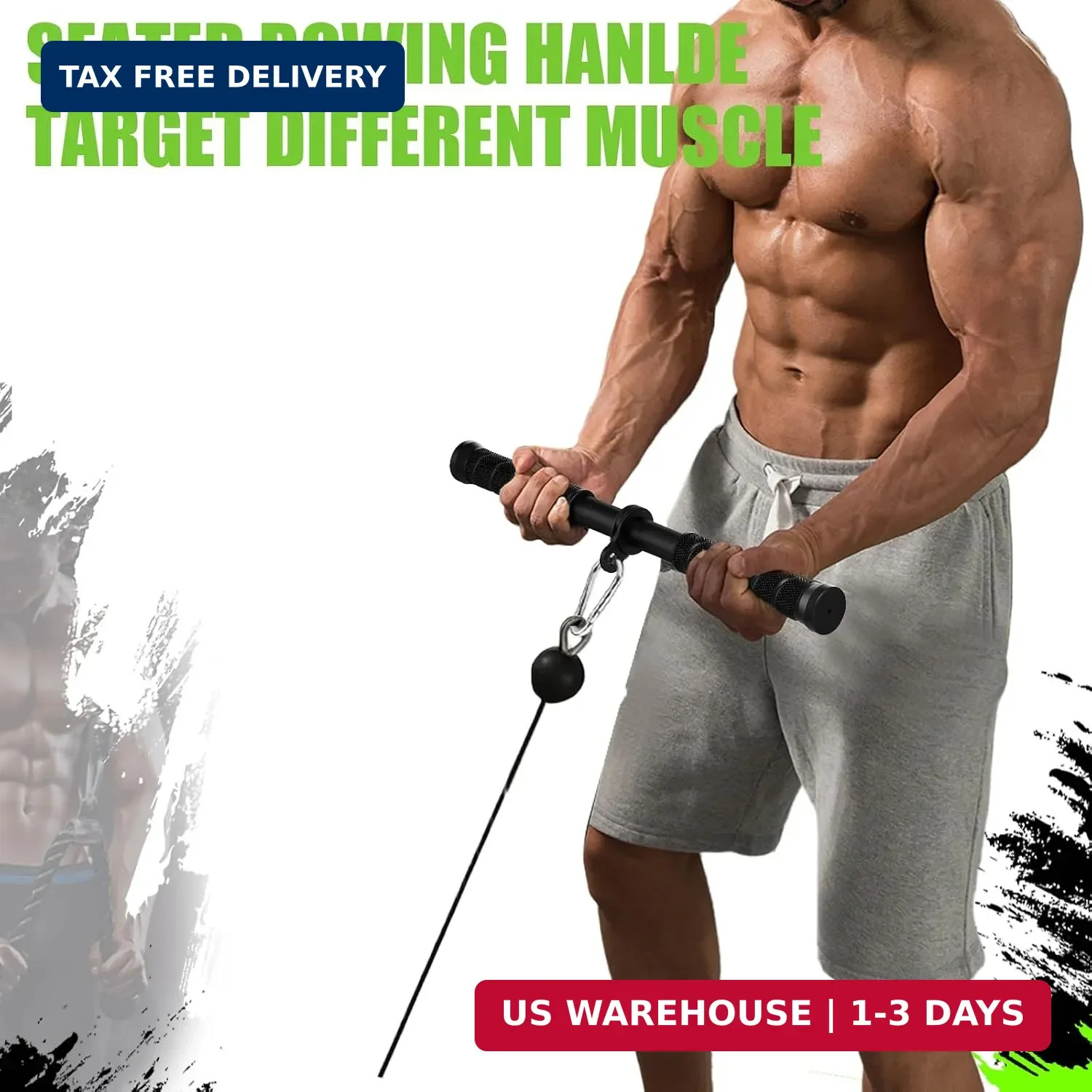 Tricep Pressdowns Straight Bar Cable Attachment ，360 Degree Rotating Bicep Pull
