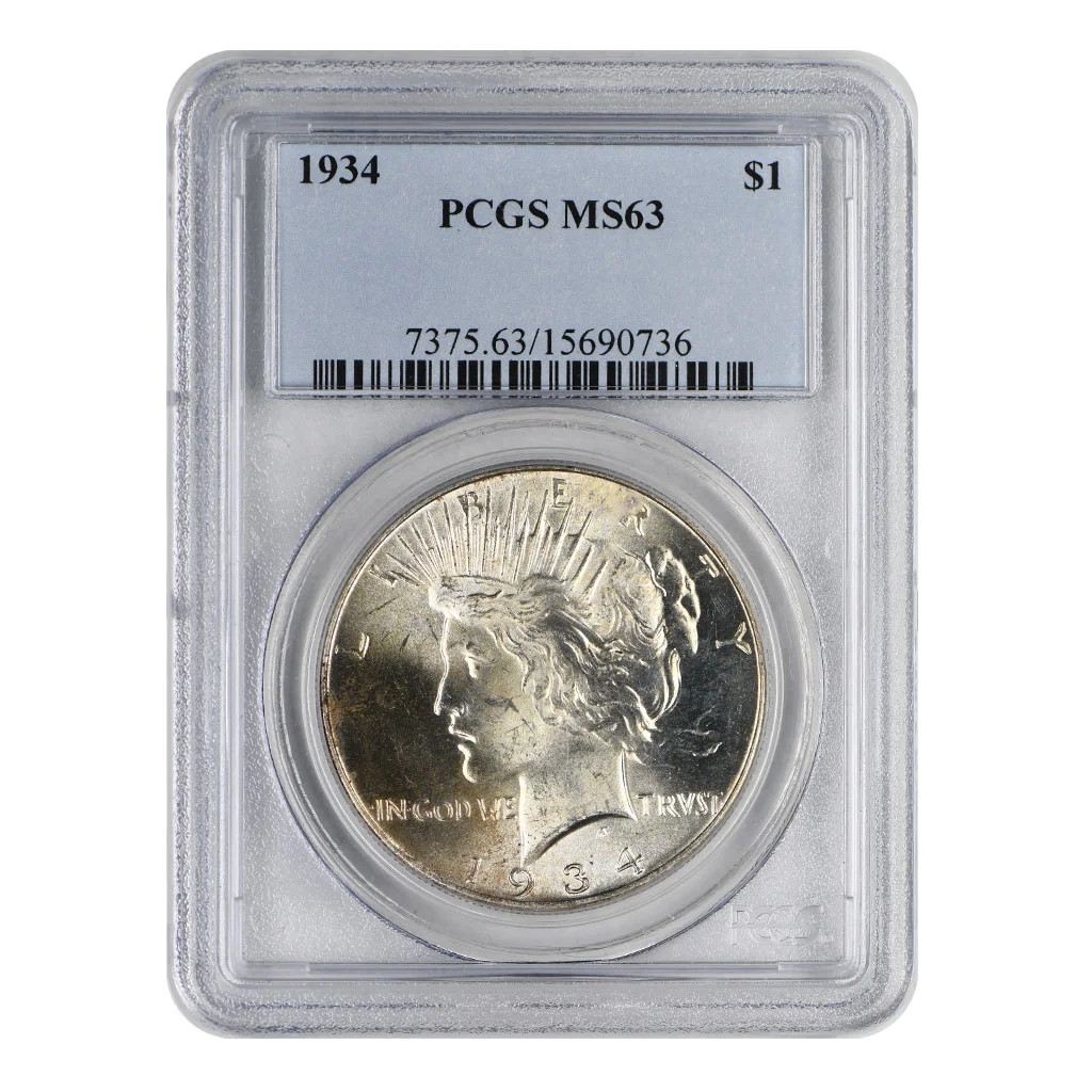 1934 Peace Dollar PCGS MS-63