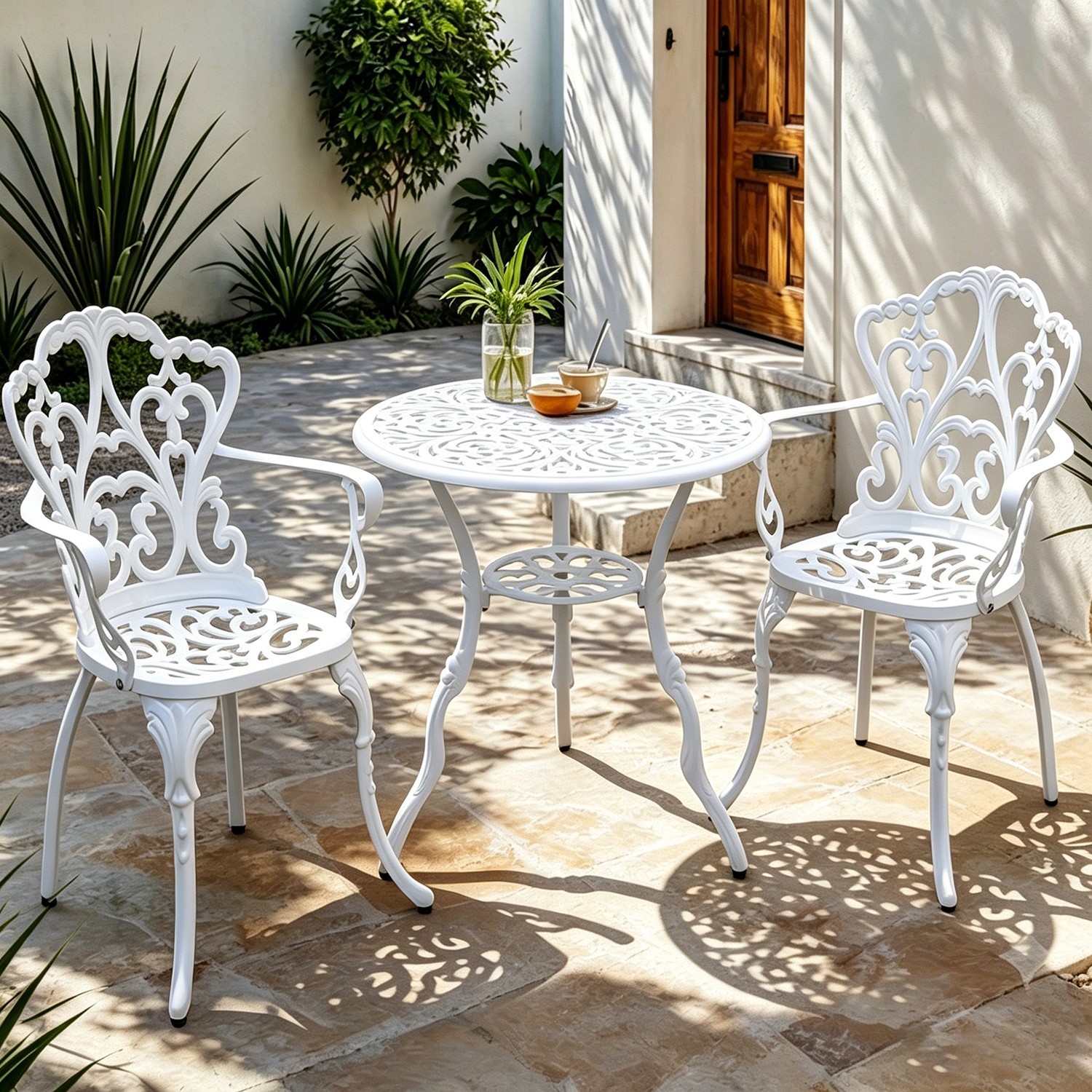 Aluminum Bistro Set Outdoor All-Weather Table for Garden Backyard Patio Cafe