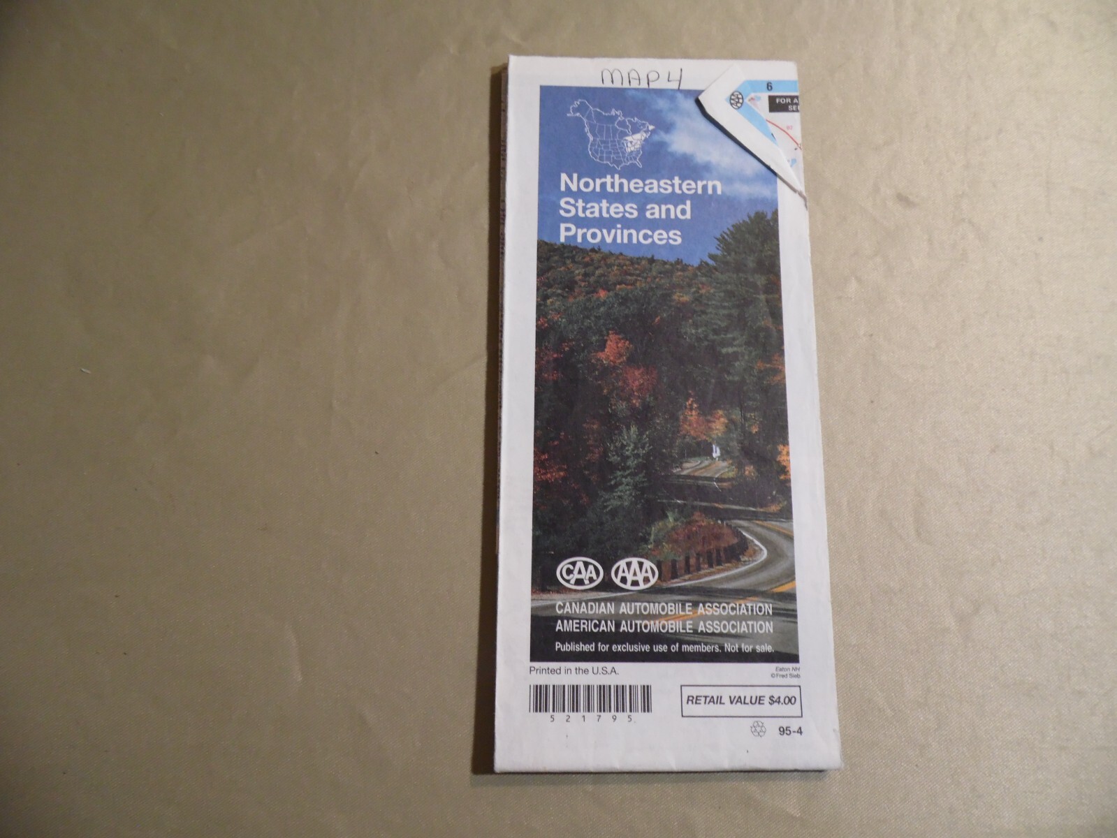 Northeastern States and Provinces Map by AAA / Circa 1995 / Free Domestic Ship