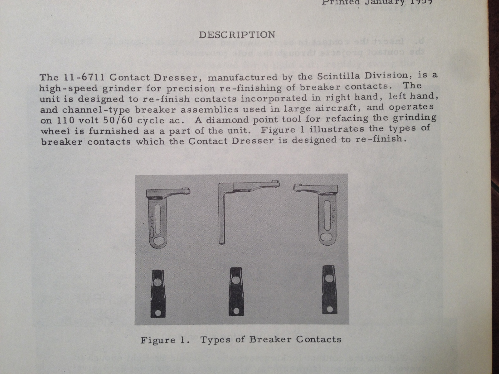 Bendix 11-6711 Contact Dresser Operating Instructions Booklet