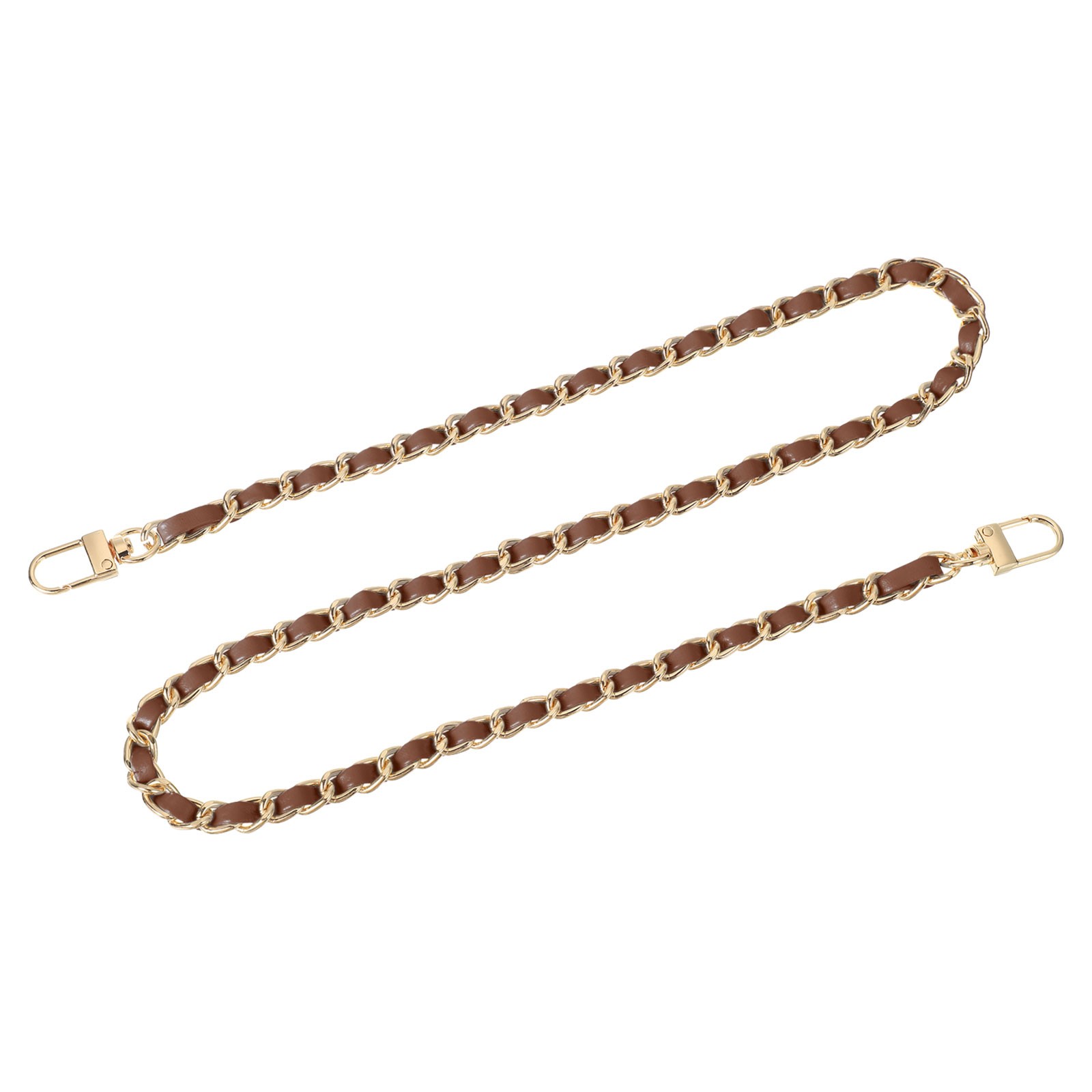 32" Purse Chain Strap with Buckles for Shoulder (Dark Brown + Gold)