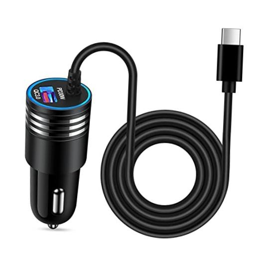 48W Super Fast Car Charger USB C Rapid Android Car Adapter with Straight Cable