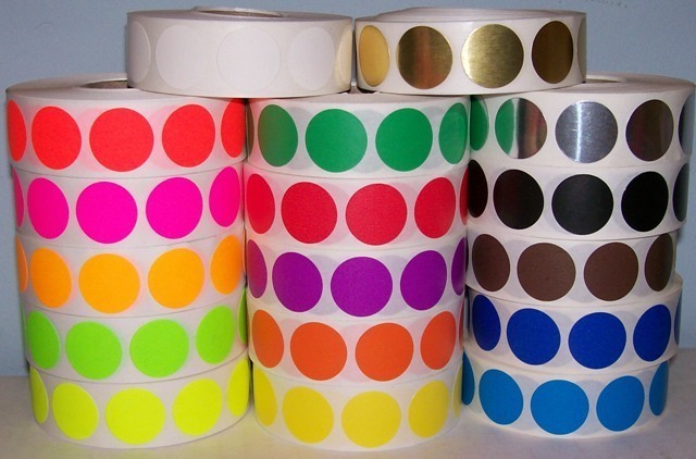 500 3/4" CIRCLE COLOR CODED DOT LABEL STICKER 17 Colors
