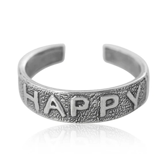 HAPPY sterling silver toe ring