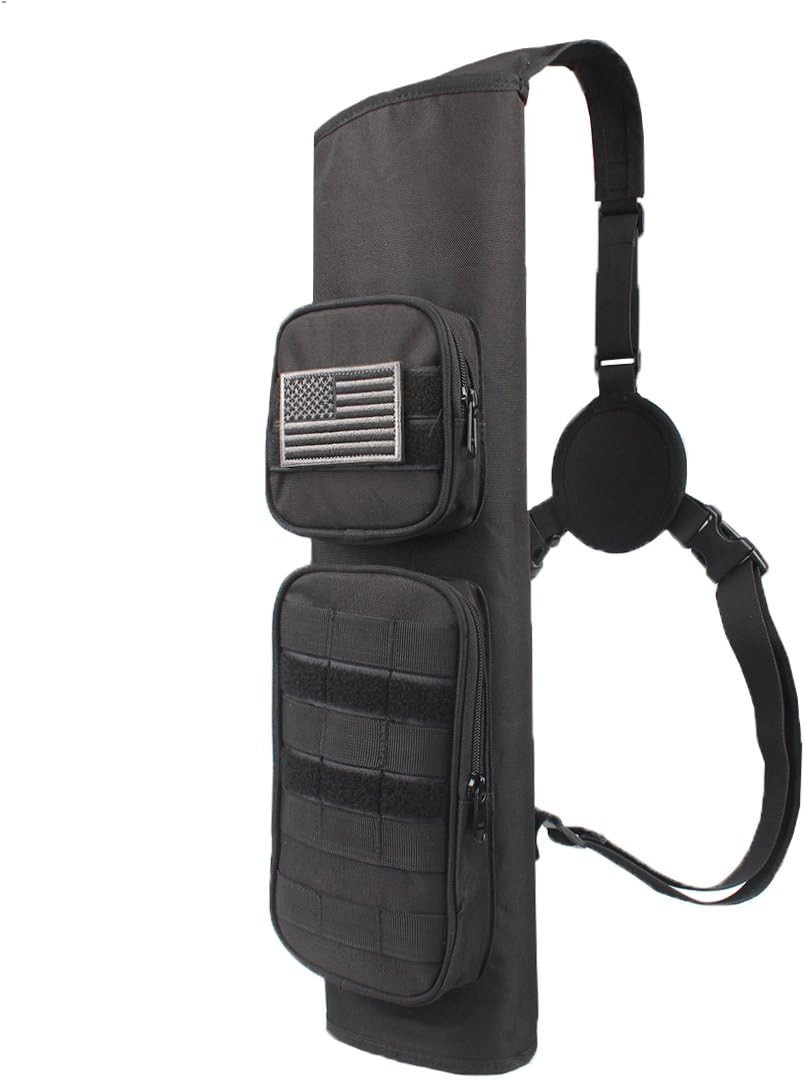 Archery Back Arrows Quiver Bag with Molle System and Pockets for Hunting Shootin