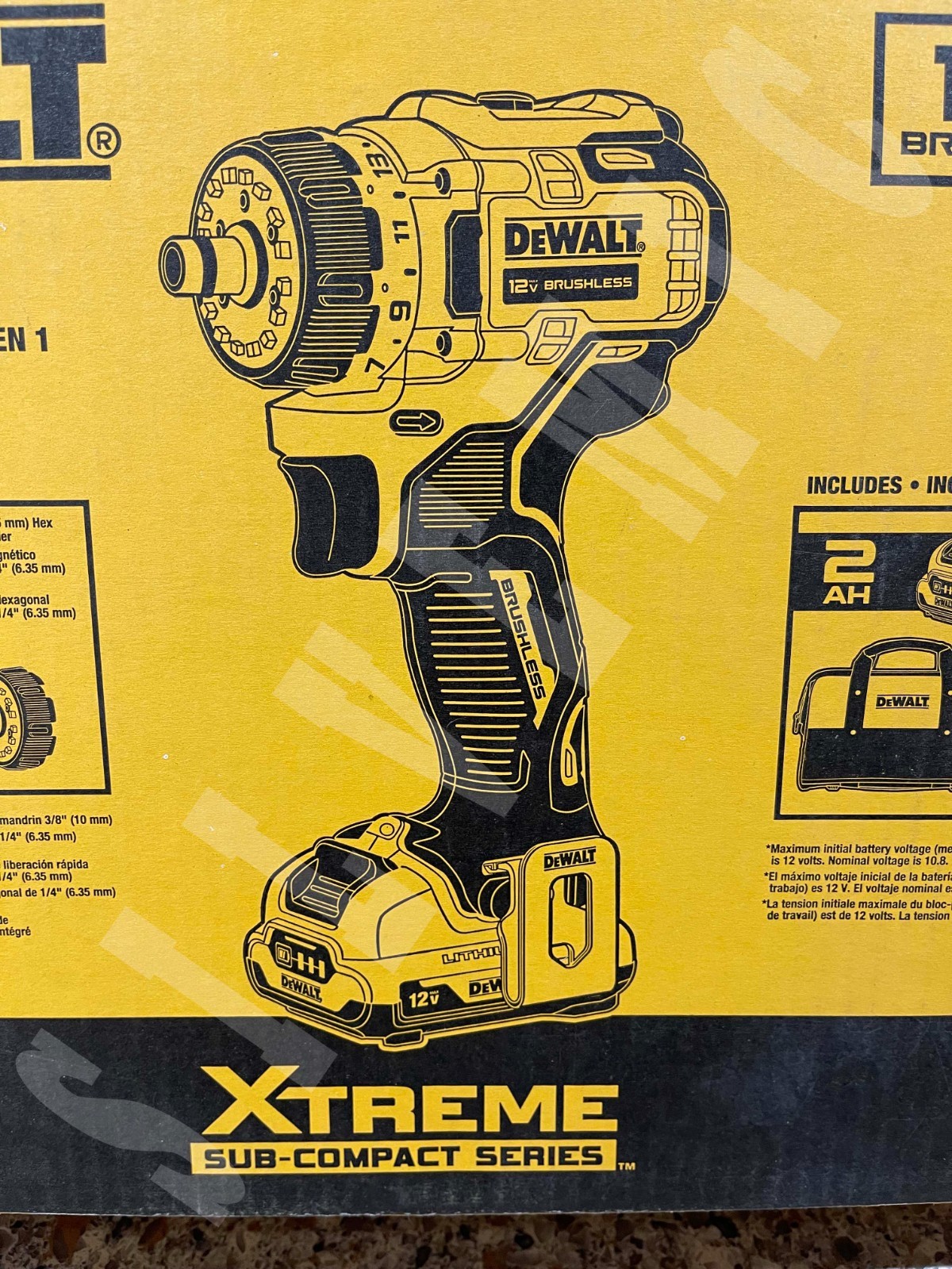 NEW DeWALT 12V Max Multi-Head Drill/Driver Kit w/Battery, Charger & Bag DCD703F1