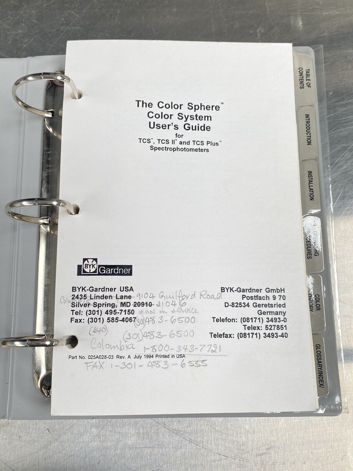 Gardner The Color Sphere, Color System, Spectrophotometer - Users Guide / Manual