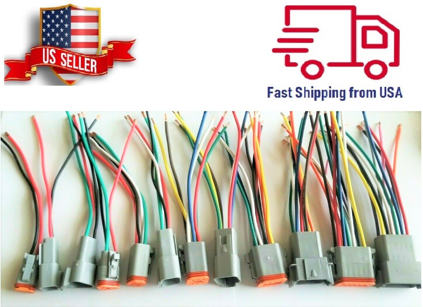 6" Gray  Assembled  Deutsch 2,3,4,6,8,12 Pin,14 AWG or 16 AWG