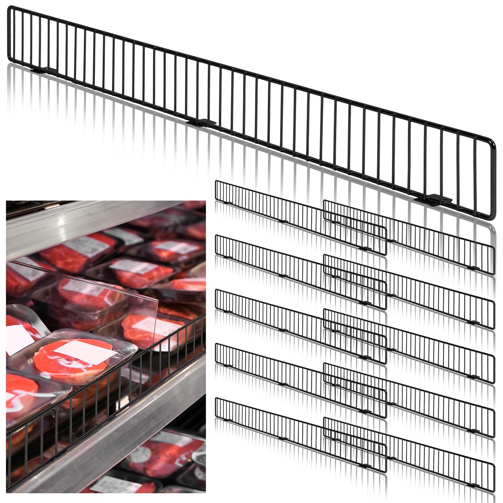 10 Pcs Retail Gondola Shelf Front Wire Fence Guard Rail 48”x3” Sturdy Metal S...