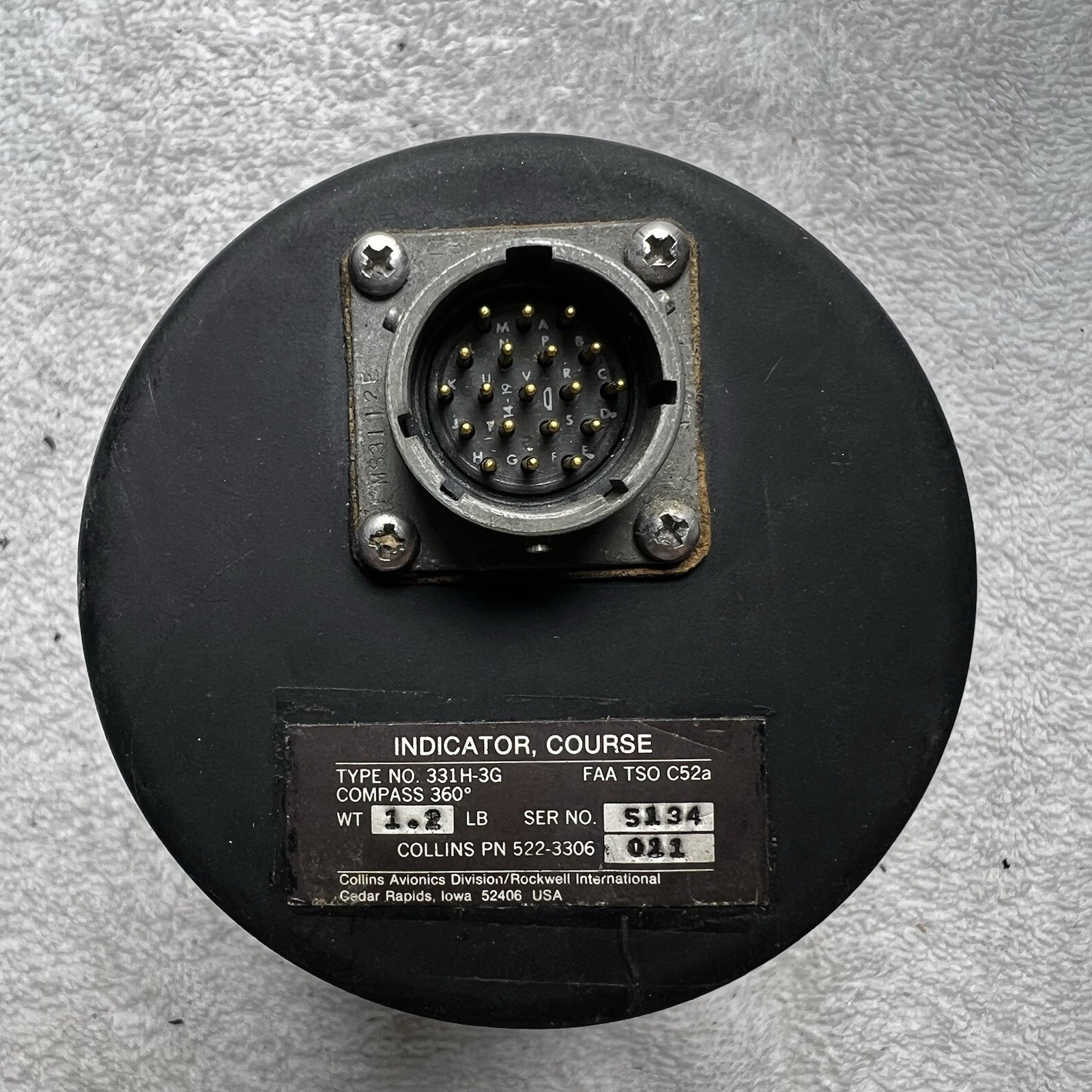 Collins Course Indicator PN: 522-3306-011 Type 331H-3G
