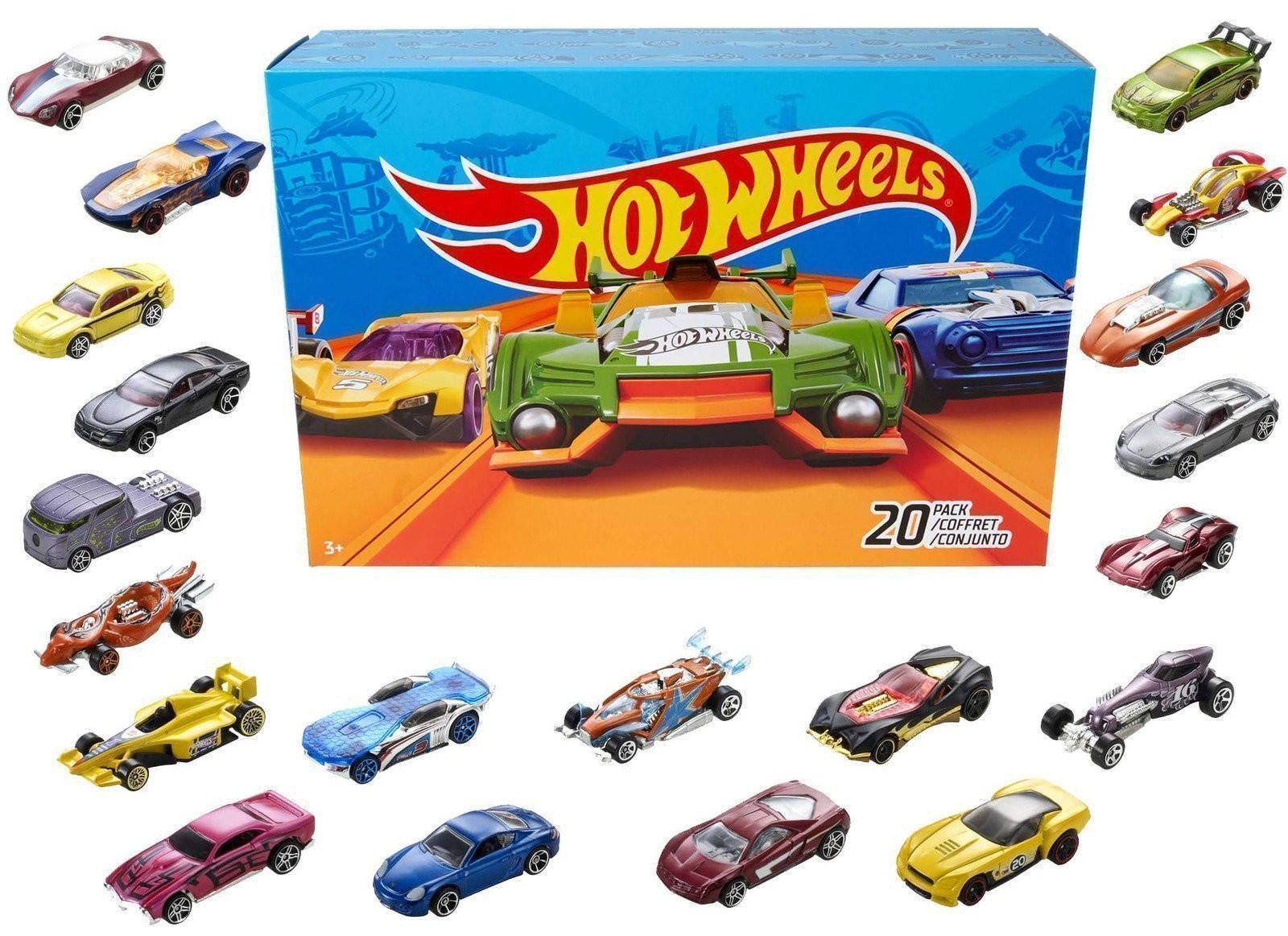 Hot Wheels Toy Cars & Trucks 20-Pack, Set of 20 1:64 Scale Vehicles for Play...