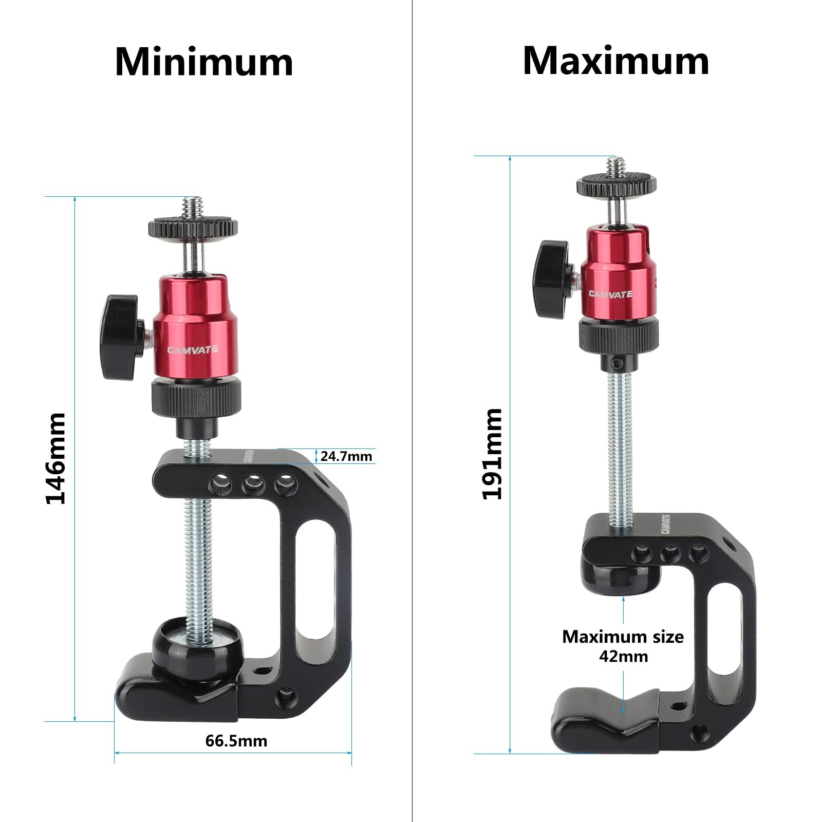 Multiple-Function C Clamp Desktop Holder with Adjustable 1/4"-20 Ball Head Mo...