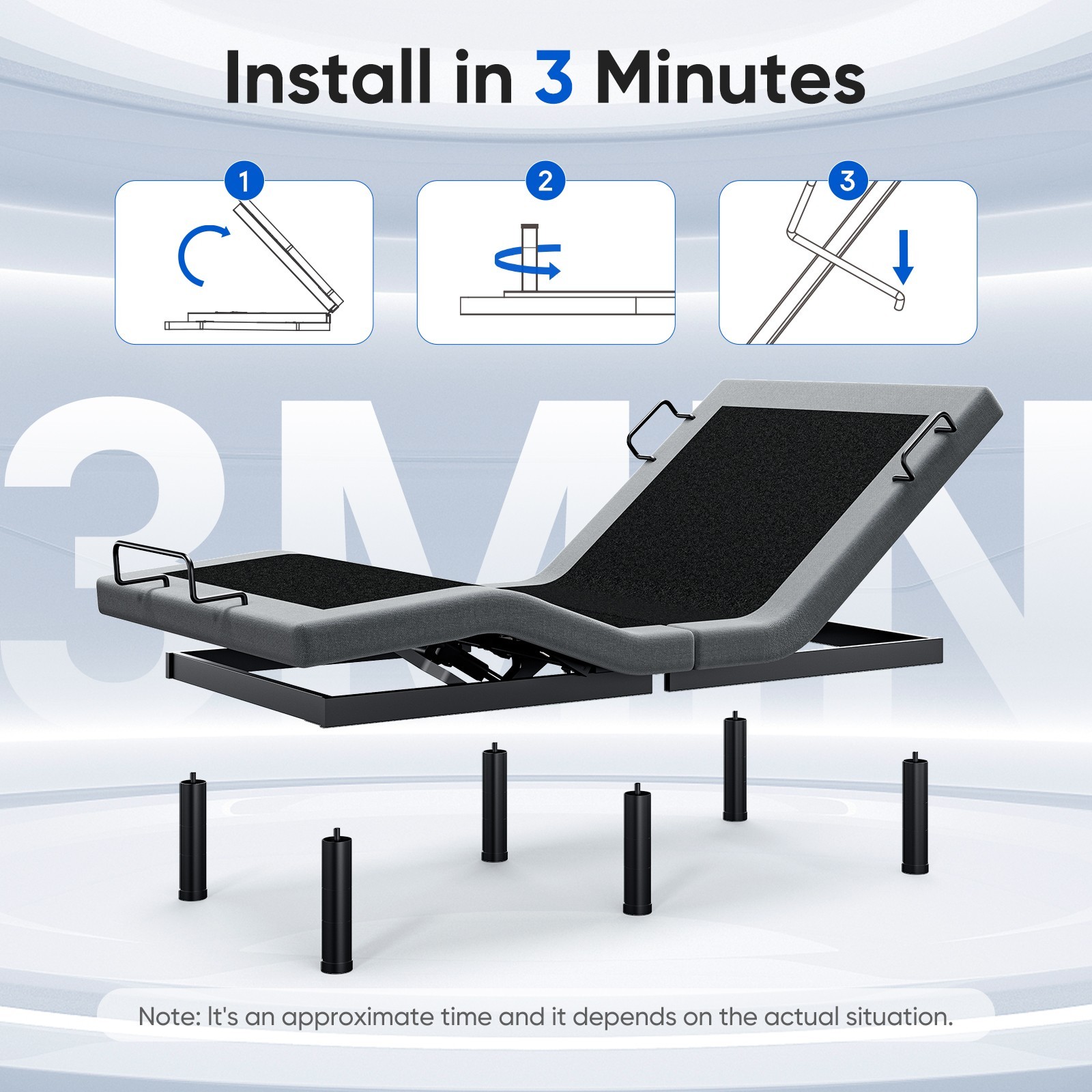 Upgraded Power Base Adjustable Bed Frame Wireless Remote Dual Motor Twin XL