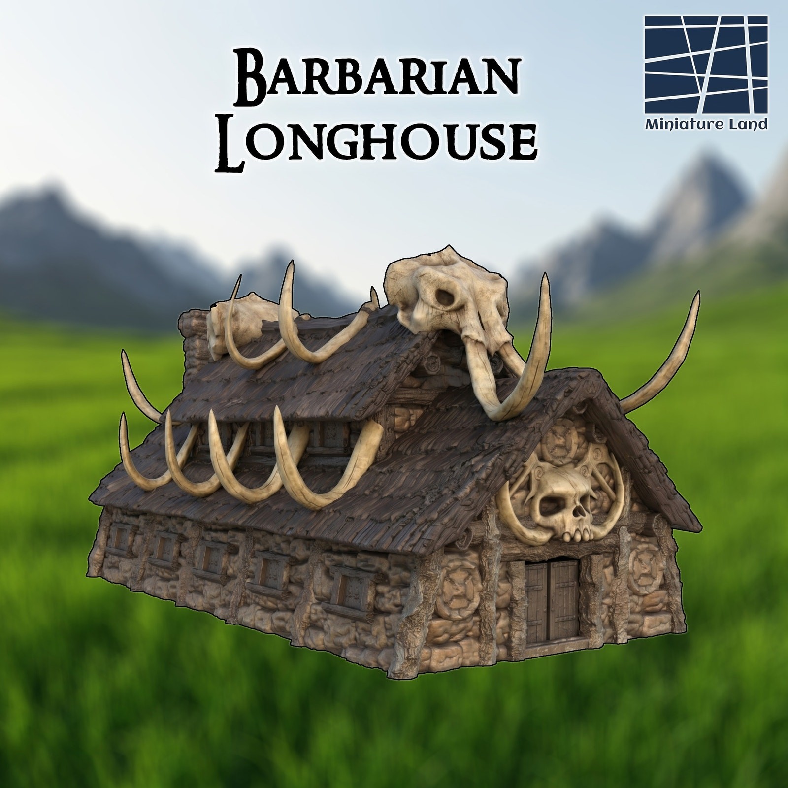 Barbarian Longhouse DND, Wargames Tabletop Terrain 28mm