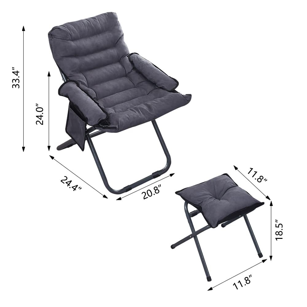 Faytn Living Room Lazy Chair with Ottoman, 25.5D x 24W x 37H in, Grey