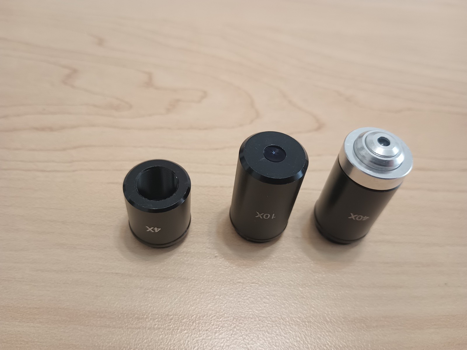 Microscope Lens, Set Of 3, 4x, 10x, 40x, Used, From Celestron Microscope.